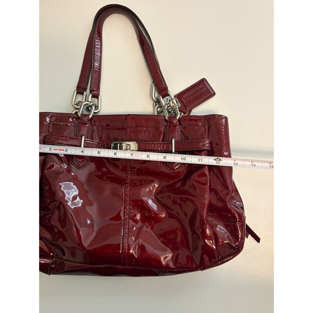 Coach Hamptons Weekend Red Patent Leather Tote Shoulder Bag F17355 f5 - Picture 6 of 10